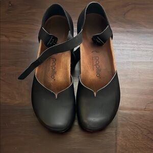 Papillio Mary Black Leather Wedges